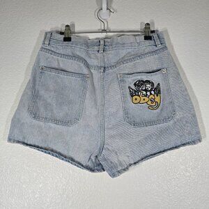 Obey High Waisted Denim Shorts Women Size 28 Embroidered Julia Streetwear Beach